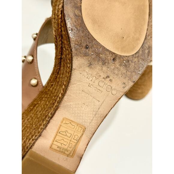 Jimmy Choo Dovina 100 Espadrille Wedge Platform Slide Sandals Beige Womens EU 39 - Picture 7 of 8